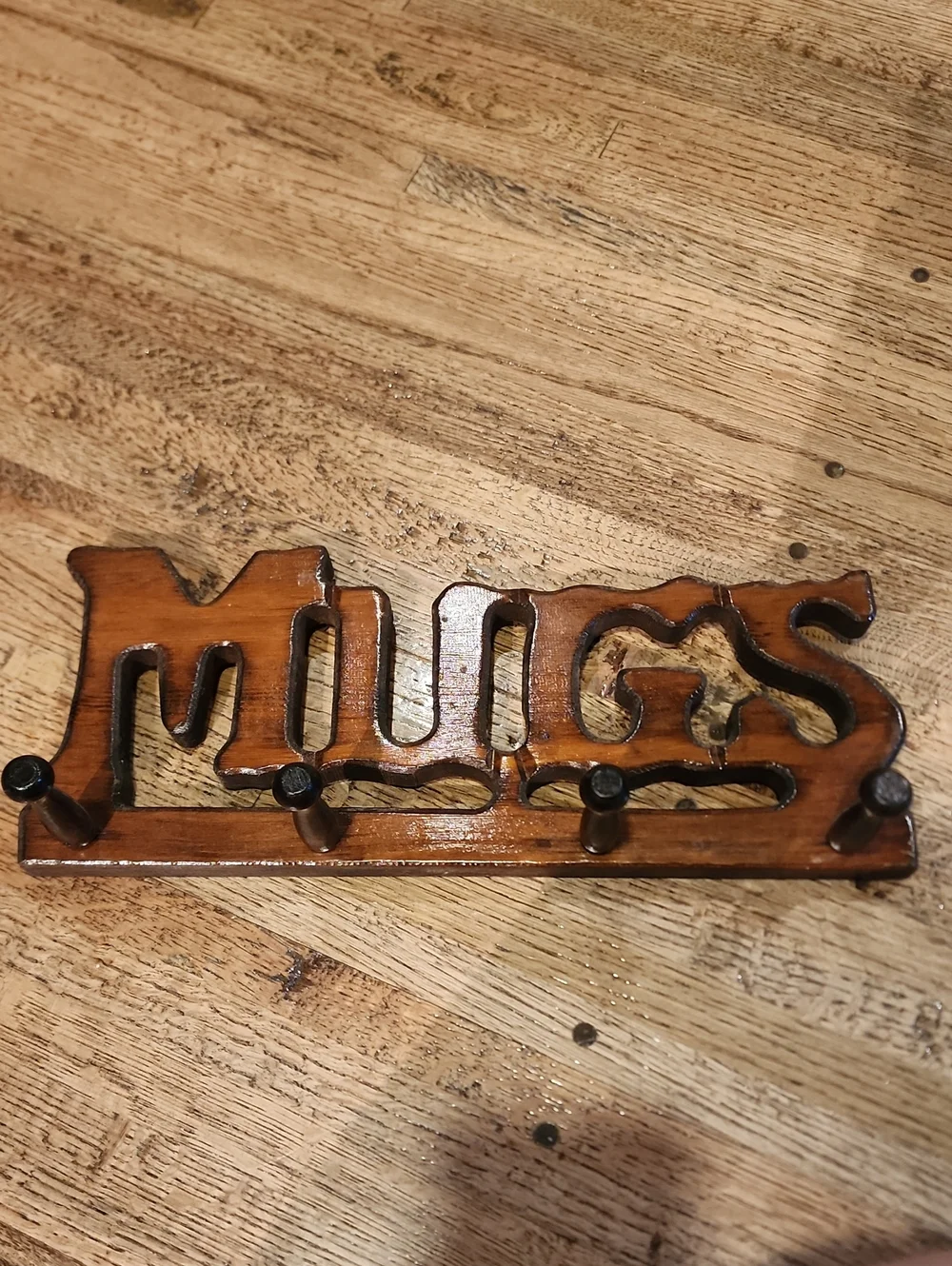 Wooden Mugs Wall Rack - Brown